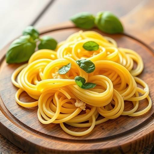 Fresh Tagliatelle pasta nests on a wooden board