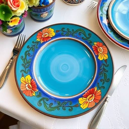 Hand-painted ceramic dinner plates from Sicily