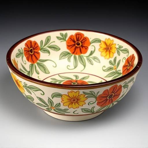 Handcrafted ceramic bowl with traditional Tuscan floral patterns